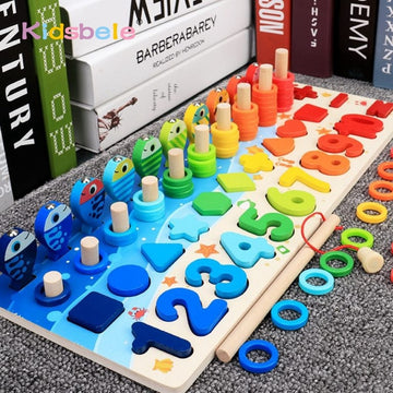 Educational Wooden Puzzle Fishing Toys