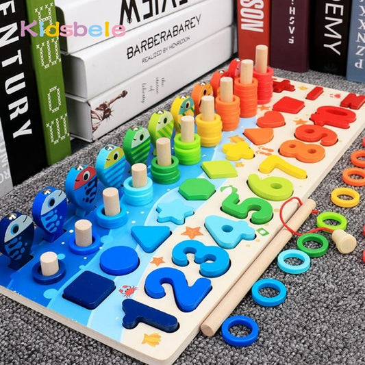 Educational Wooden Puzzle Fishing Toys